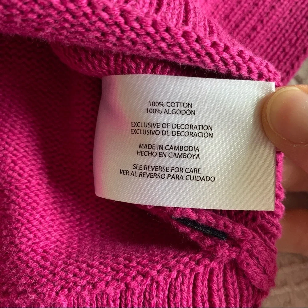Gap 100% Cotton Split Hem Ribbed Crew Neck Sweater Pink Small Tunic Oversized